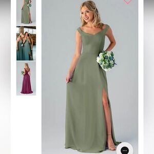 Elegant Green Evening Gown, Kennedy blue Moss bridesmaid dress